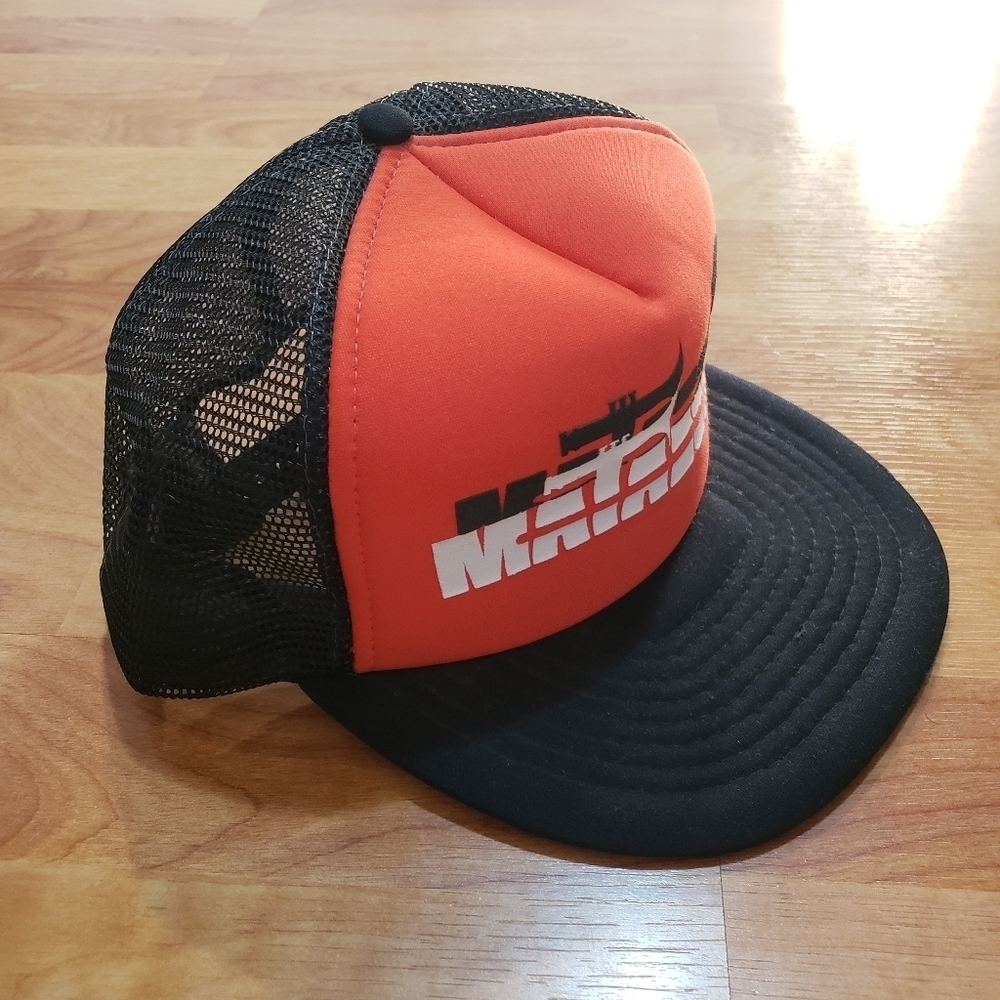 Vtg Matadors Snapback Trucker Hat Black And Red Snapback Hat OSFA Trucker Hat - Picture 2 of 13